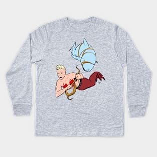 Shark Hunter Mermaid Kids Long Sleeve T-Shirt